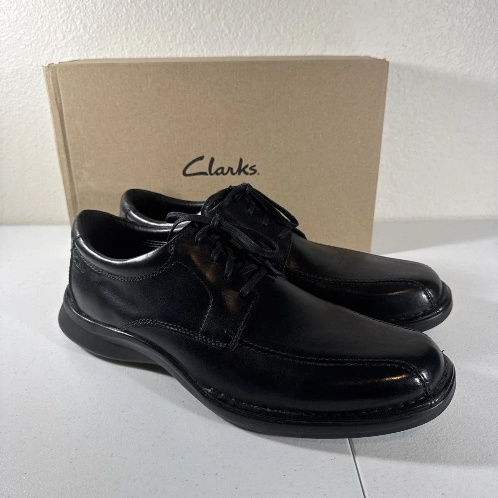 Clarks Kempton Run Men's Size 13 M Black Leather Oxford Dress Shoes Church Work
